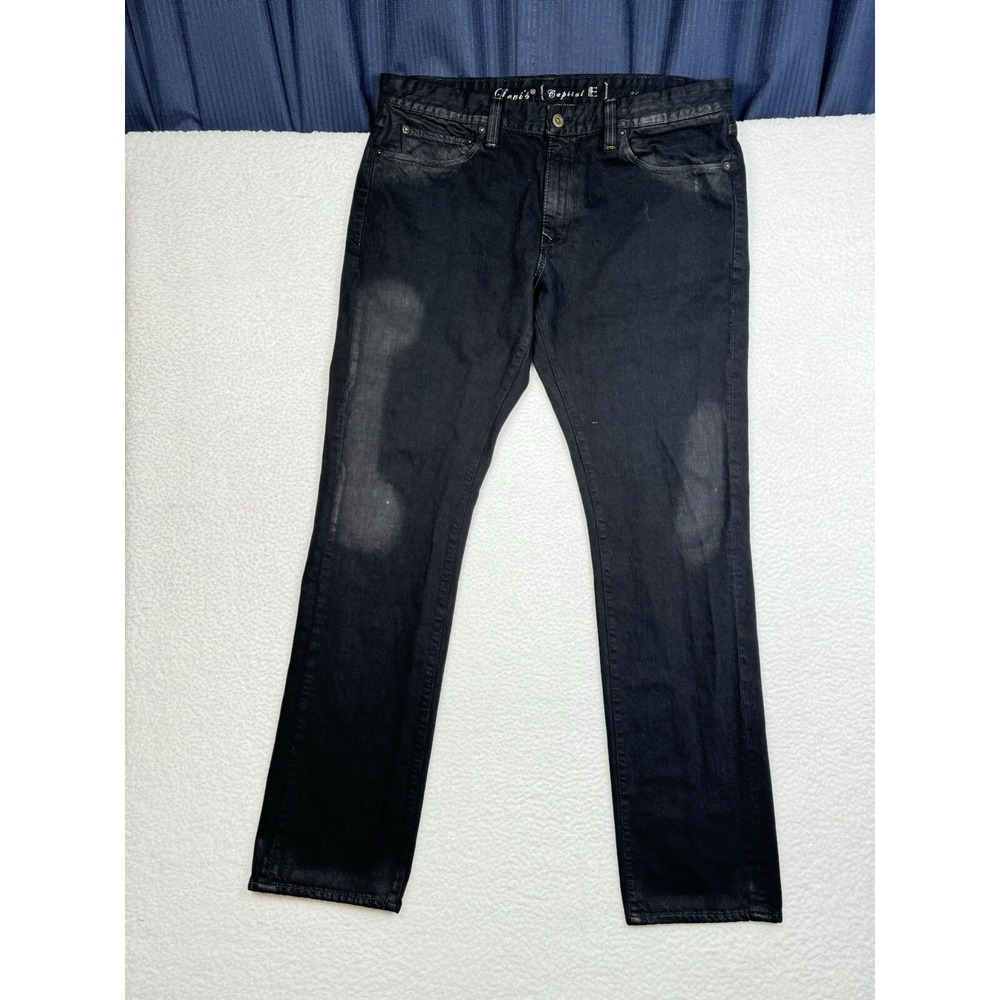 Levi's Capital E Matchstick Black Distressed Jeans - Men's 38 - Fits 37x34